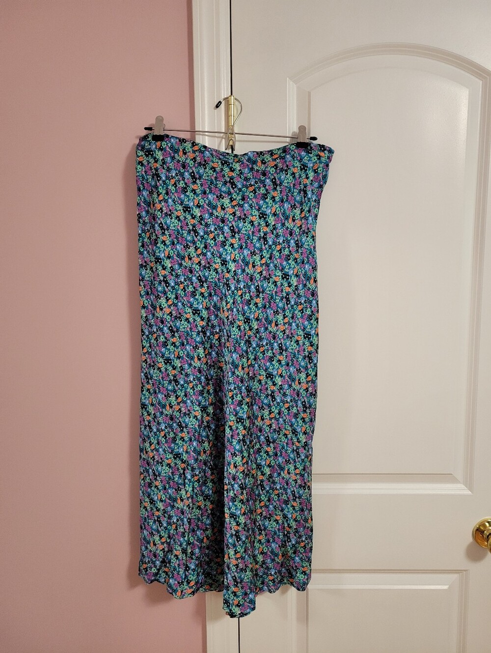 Like New Womens On 34th Macy's Floral Maxi Slip Skirt Multicolor Floral Teal- L
